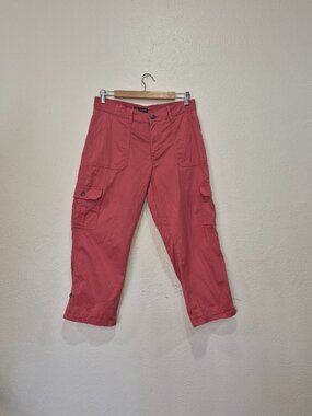 Lee Women’s 8M Coral Pink Relaxed Fit Mid Rise Cargo Capri Pants